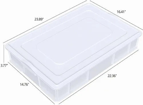 Vista 2 de Paquete de 4 cajas de plástico a prueba de masa de pizza comercial con tapa, color blanco