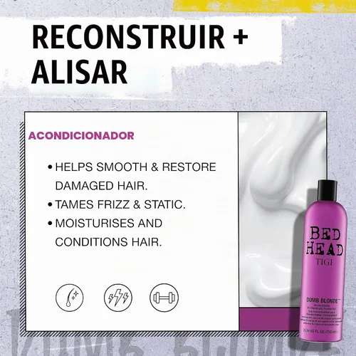 Vista 6 de TIGI Bed Head Dumb Blonde Champú y acondicionador reconstructor Duo – 25.36 oz cada uno, paquete de de 2