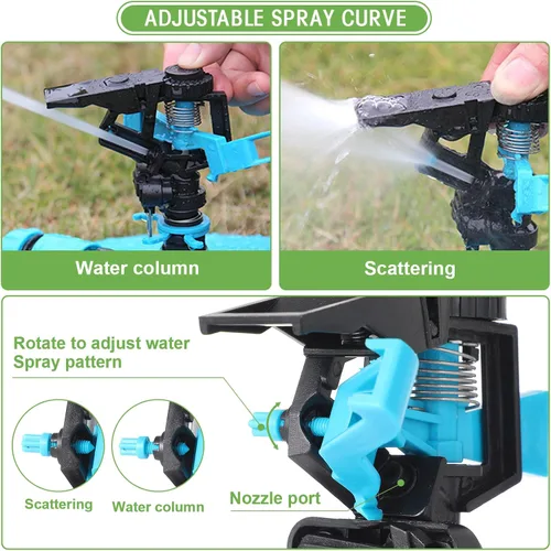 Vista 4 de Paquete de 16 aspersores de césped para patio, cabezal de aspersor de agua resistente ajustable giratorio de 360 grados sobre el suelo para césped