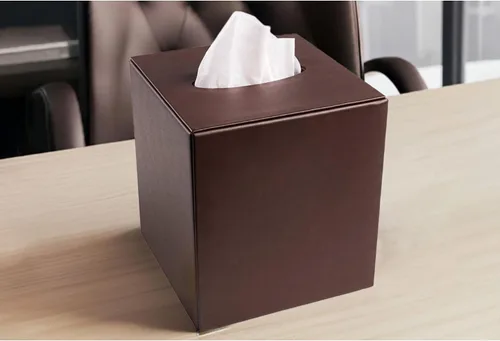 Vista 7 de DACASSO Funda de piel para caja de pañuelos – Funda de piel de lujo para caja de pañuelos cuadrada – Elegante cubierta de pañuelos y sofisticada