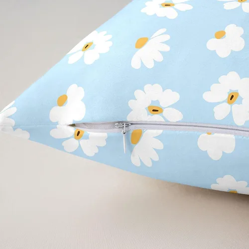 Vista 5 de Pack of 1 Daisy Florals Throw Pillow Cover,Cartoon Wildflowers Square Cushion Case Set Retro Country Style Decor Throw Porch Pillow Cases for Living