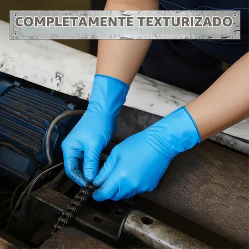 Vista 3 de TitanFlex Heavy-Duty Blue Nitrile Gloves, 6-mil, Fully Textured, Mechanic Disposable Gloves, Powder-Free, Latex-Free