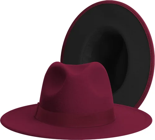 Vista 8 de Wide Brim Fedora Hats for Women & Men Classic Dress Panama Hat Adjustable Felt Hat with Band Todo beige.