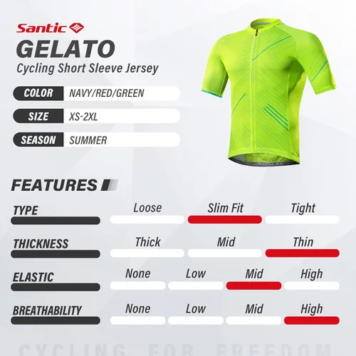 Vista 3 de Santic Camiseta de ciclismo para hombre, manga corta, camisas de ciclismo de montaña, chaqueta de bicicleta con bolsillos