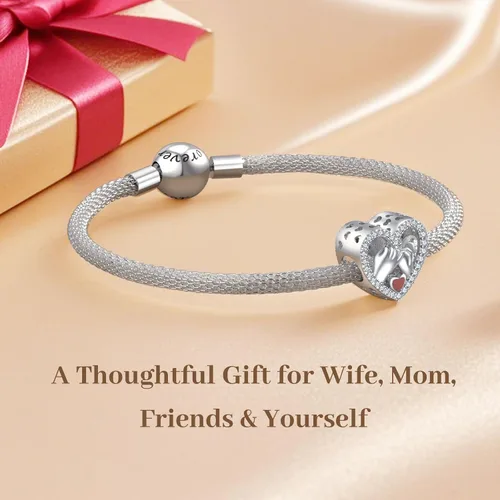 Vista 6 de Annmors Silver Charms for Bracelets S925 Love Heart Mom Birthday Dangle for Women Bracelet & Necklace Pendant