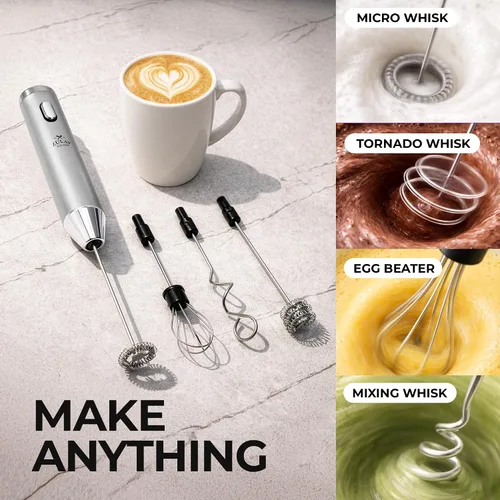 Vista 68 de Zulay Milk Boss Espumador de leche potente manual, hace espuma para latte, batidor para mezclar bebidas, café, miniespumador para capuchino, frappé