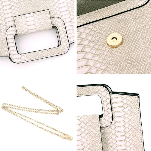 Vista 5 de Naimo Bolso de mano de noche de cristal brillante, bolso cruzado con asa superior, bolso de hombro para boda, fiesta, novia