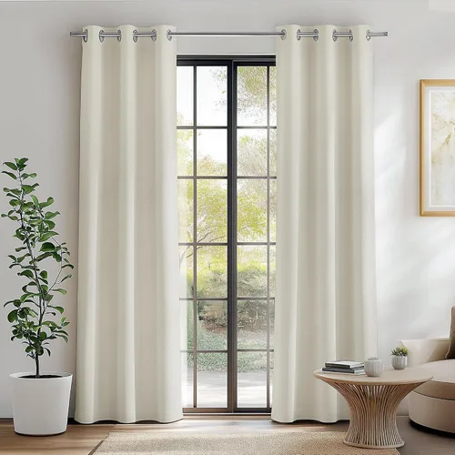 Vista 55 de FMFUNCTEX - Cortinas 100% opacas color beige de 40 x 63 pulgadas para dormitorio, 2 paneles Black out Drapes, Thermal Insulated Noise Reducing