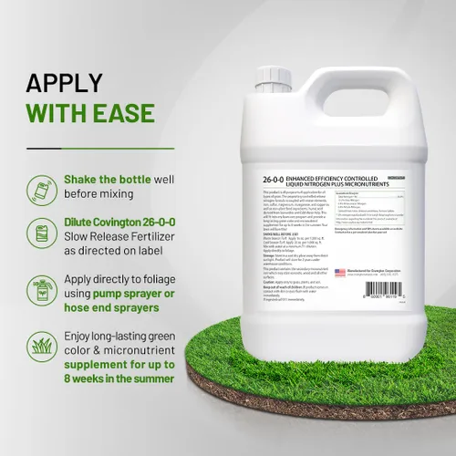 Vista 4 de Covington ProLine 26-0-0 NPK Fertilizante líquido de liberación lenta para césped (1 galón), alimento para césped con alto contenido de nitrógeno
