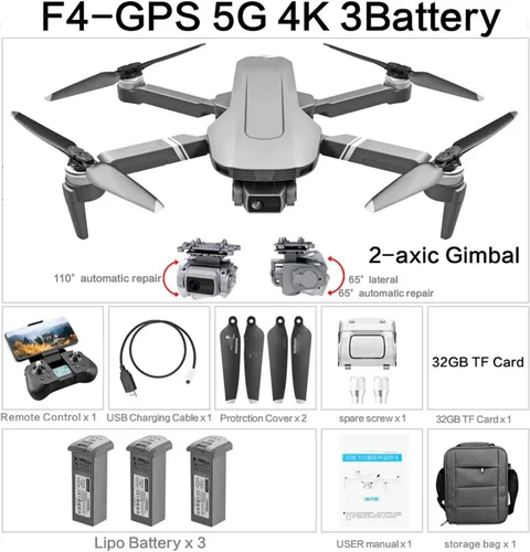 Vista 2 de Drone GPS Drone with 5G WiFi FPV 2-Axis 4K Dual Camera Anti-Shake Gimbal 2000m Image Transmission Brushless Professional RC One Key Take OffLanding