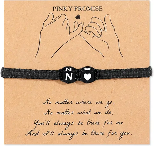 Vista 19 de Pulsera inicial para hombres y mujeres con letra, pulseras de dijes a juego para parejas, pulseras hechas a mano, regalo para novio y novia, regalo