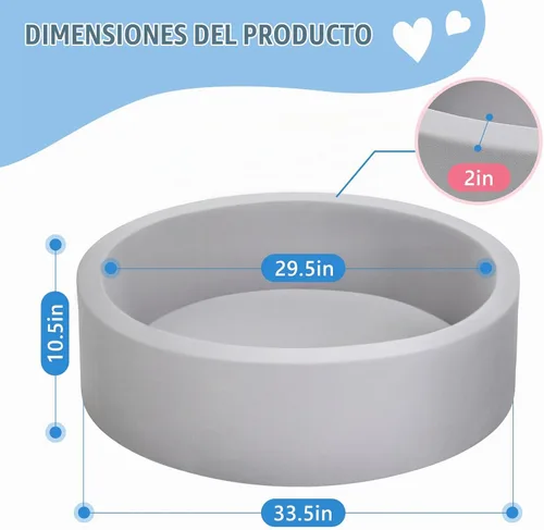 Vista 7 de Piscina de bolas de espuma para niños pequeños con 200 pelotas, gran piscina de pelotas para bebés con esponja de memoria suave, corralito
