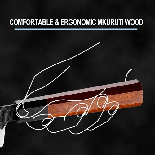 Vista 6 de GRAND SHARP Cuchillo de chef japonés Santoku de 5 pulgadas, cuchillo de cocina de acero inoxidable de alto carbono AUS10 de 3 capas, cuchillos