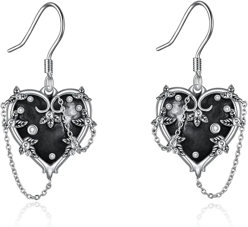 Vista 5 de Conjuntos de joyas góticas para mujer, plata de ley 925, emo gótico, regalos de Halloween para mujer