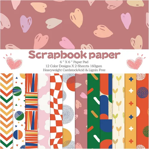 Vista 14 de 24 hojas de 12 diseños de álbumes de recortes, 6 x 6 pulgadas, papel de cartulina para manualidades Decopodge de una sola cara, álbum de recortes