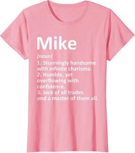 Vista 16 de MIKE Definition - Camiseta divertida para regalo de cumpleaños con nombre personalizado, Negro, S