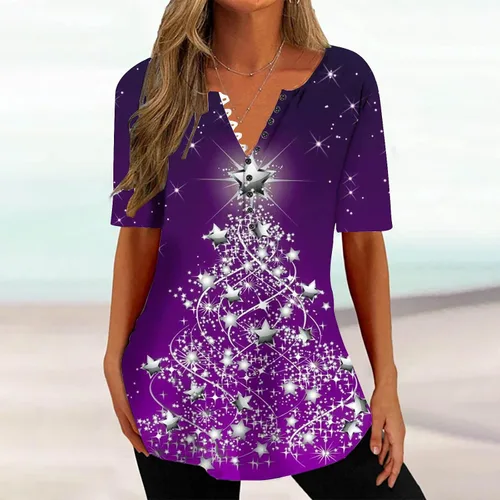 Vista 6 de Retro Shirts for Women 2024 Print V Neck 34 Sleeve Tops Marble Pullover Casual Comfy Short Sleeve Tunics Tee