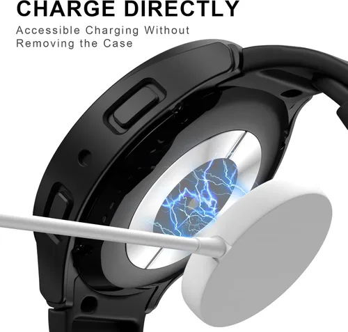 Vista 4 de [2+4] Paquete de protectores de pantalla para Samsung Galaxy Watch 6 de 1.575 pulgadas, JZK 2 funda protectora de policarbonato duro + 4 protectores