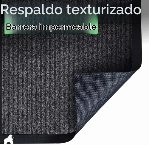Vista 6 de Gorilla Grip - Tapete afelpado original de goma con perfil bajo, resistente, duradero, impermeable y fácil de limpiar para interior y exterior Gris