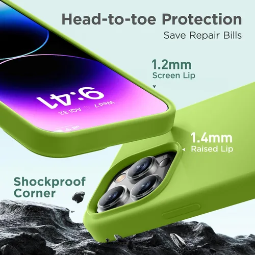Vista 5 de Cordking Funda diseñada para iPhone 14 Pro Max, silicona líquida de alta calidad a prueba de golpes para iPhone 14 ProMax