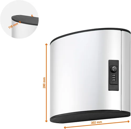 Vista 3 de Durable Caja de seguridad para llaves 18 – Armario de pared con cerradura de combinación para hasta 18 llaves de clip – Bloquea las llaves
