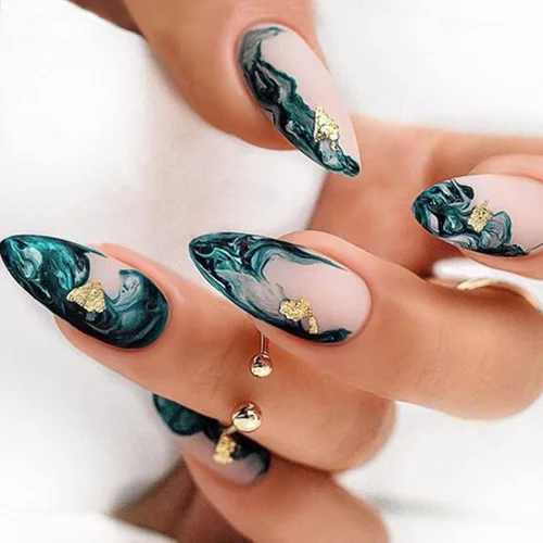 Vista 13 de Uñas postizas a presión con punta francesa, uñas postizas medianas con flores 3D, concha de perla, diseño de estrellas de mar, uñas blancas a