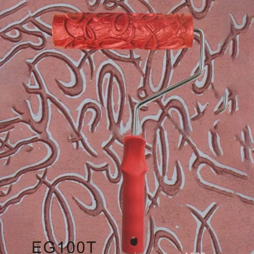 Vista 5 de Auniwaig Brocha de rodillo de pintura de goma en relieve rojo de 12.59 pulgadas para pintura de pared del hogar EG100T patrón de ladrillo DIY