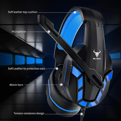 Vista 2 de Gaming Headset with Mic for PS4, PS5, Xbox, PC, Switch, Controllable Volume Gaming Headphones with Soft Earmuffs for Mobile Phone, iPad, and