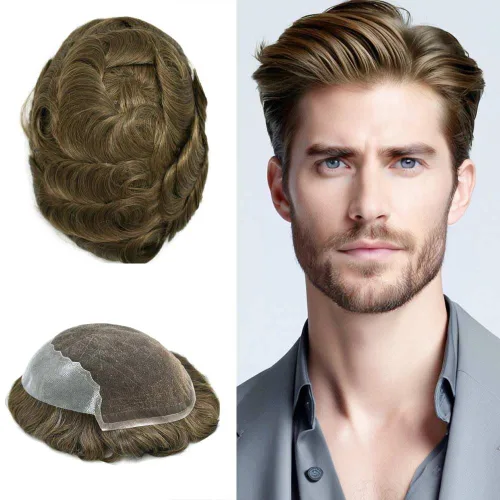 Vista 67 de Mens Toupee Human Hair Replacement System Swiss Lace Toupee For Men Hair Piece Protesis Capilar Mens Hairpiece 5X7#1 Jet Black 120% Density