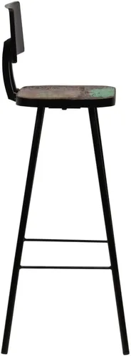 Vista 4 de sillas de bar, taburetes de bar, taburetes de bar, mesa de bar, sillas para barra de cocina, taburetes de bar 2 piezas sólido recuperado taburete