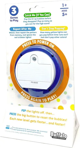Vista 2 de Buffalo Games Pop It Go – The Original Light Up – Juego de estampado colorido para niños y familias en movimiento, a partir de 5 años, de Buffalo