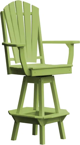 Vista 5 de Poly Lumber Adirondack - Silla giratoria de bar con brazos, color azul Aruba Azul (Aruba Blue)