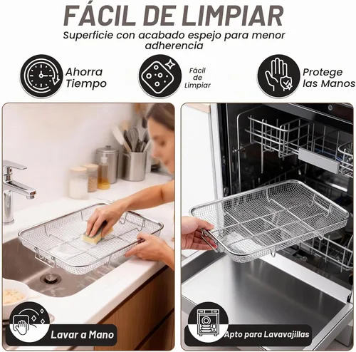 Vista 5 de P&P CHEF Cesta para freidora de aire de 11.8 pulgadas para horno, estante