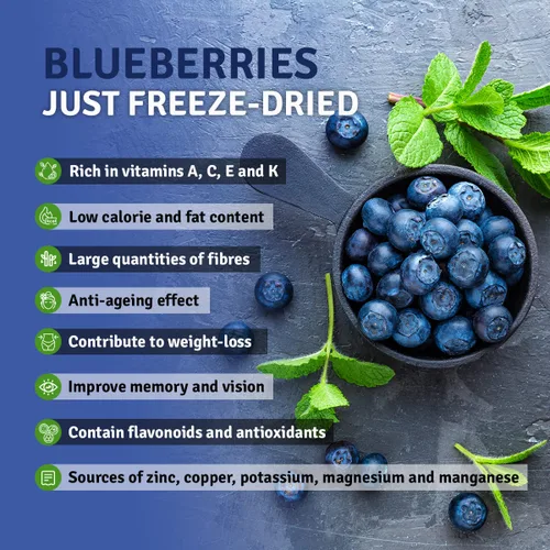 Vista 3 de ÖSEL BERRY Polvo orgánico de arándano silvestre de 3 onzas, certificado por USDA, sin azúcar añadido, ricos en antioxidantes, liofilizados