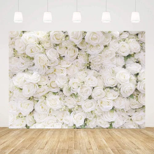 Vista 3 de MEHOFOND Fondo de fotografía de boda con rosas blancas y flores florales, decoración de San Valentín, fiesta de despedida de soltera, fiesta