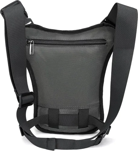 Vista 3 de Mochila de pierna caída, mochila para muslos, paquete Versipack para montar en motocicleta, caminar, ciclismo, vacaciones, hombre y mujer, Gris