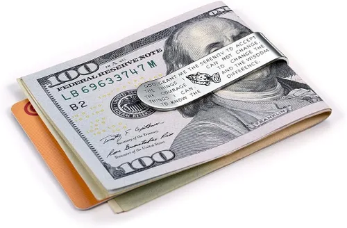 Vista 8 de FaithHeart Can Engrave - Clip de dinero para hombre, acero inoxidablechapado en oro, tarjetero minimalista para tarjetas, clips personalizados