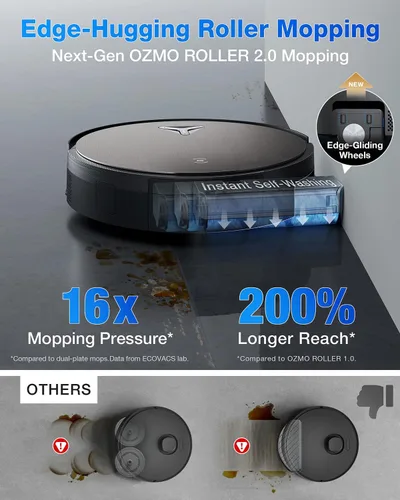 Vista 4 de ECOVACS DEEBOT X11 OmniCyclone Robot Aspiradora y Trapeadora, Carga PowerBoost, Trapeador de Autolavado Instantáneo OZMO Roller 2.0, Succión Potente