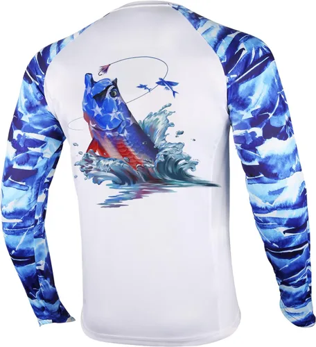 Vista 24 de Palmyth - Camiseta de pesca para hombre, con manga larga, protección solar ultravioleta FPU 50+, con bolsillo