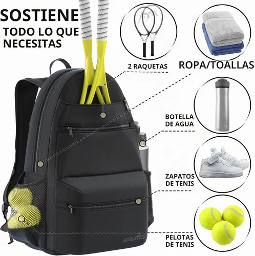Vista 4 de Athletico Athletico City Bolsa de Tenis Negro
