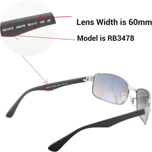 Vista 5 de Walleva Lentes de repuesto para lentes de sol Ray-Ban RB3478 de 2.362in, múltiples opciones disponibles
