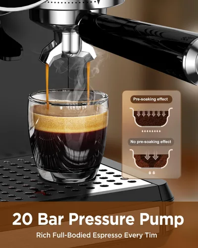 Vista 10 de Máquina de café expreso con molinillo y espumador, 30 ajustes de molienda Brushed Silver