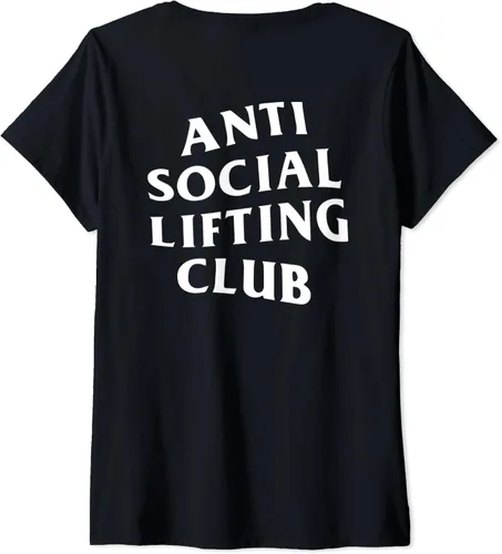 Vista 2 de Womens Anti Social Lifting Club White Logo Front Back V-Neck T-Shirt