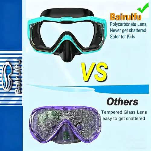 Vista 4 de Kids Swim Goggles 4‑16, 3‑Window Shatter‑Resistant Anti‑Fog, 180‑Degree Panoramic View with Nose Cover