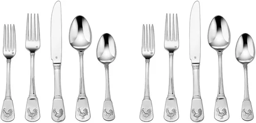 Vista 3 de Juego de cubiertos Cuisinart de 20 piezas con diseño de gallo francés, Plateado