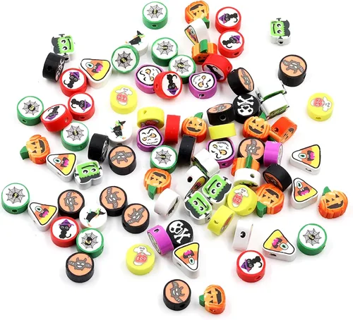 Vista 32 de 100 piezas de cuentas de arcilla polimérica Heishi espaciadoras mixtas, suministros para hacer pulseras, pendientes, collares de bricolaje, Bandera