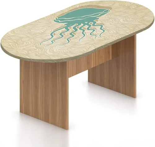 Vista 23 de Mantel ovalado ajustable, decoración de medusas, borde elástico, de poliéster, con forma de medusa, estilo bohemio, con estampado de playa, se