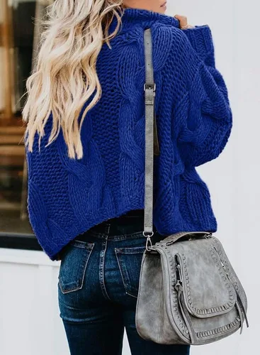 Vista 2 de Dokotoo suéteres de cuello alto para mujer, de manga larga tipo globo, para otoño e invierno 2025