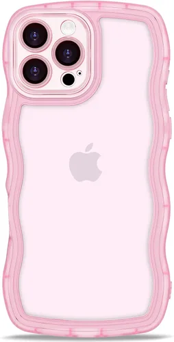 Vista 112 de Anuck Funda para iPhone 13 Pro con borde ondulado, diseño trasero transparente, agarre antideslizante, forma de marco rizado ondulado, a prueba