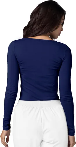 Vista 3 de Adar Underscrubs - Camiseta de manga larga para mujer, 2 unidades Azul marino